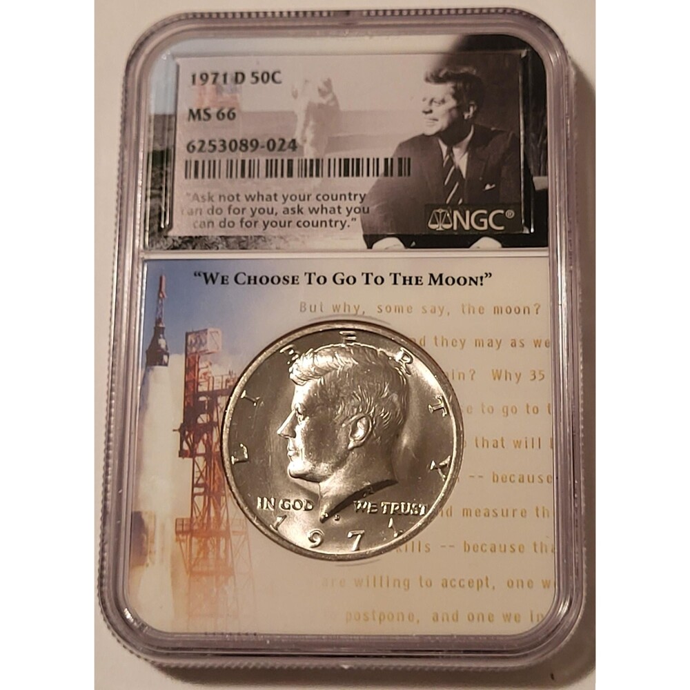1971 D Kennedy Half Dollar MS66 NGC Moon Exploration Frame Holder